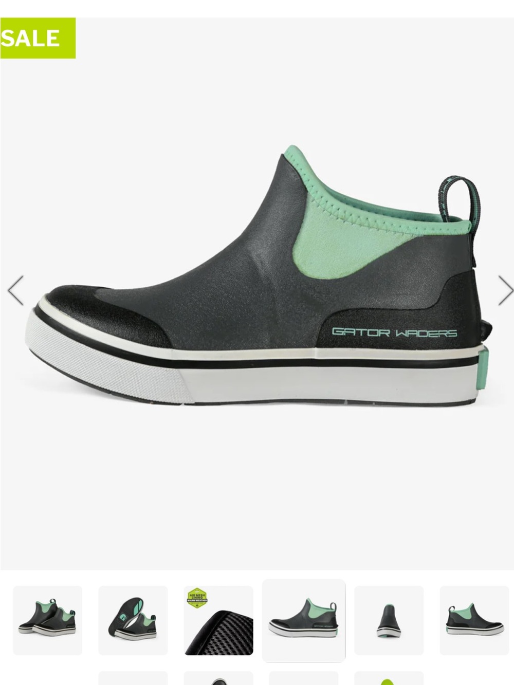 Gator Waders Women's Slip-On Rain Boot - Black & Mint